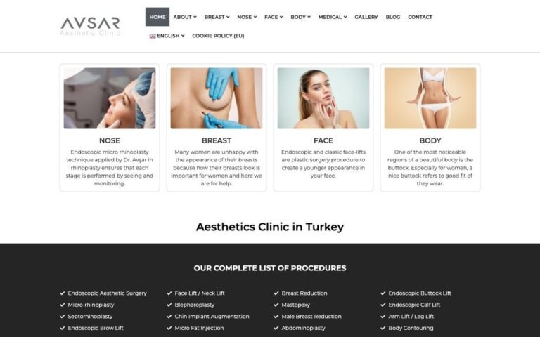 Avsar Aesthetic Clinic web sitesi
