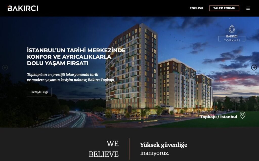 WordPress kurumsal web sitesi örneği: Bakırcı Yapı