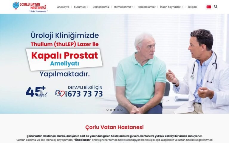 Çorlu Vatan Hastanesi web sitesi